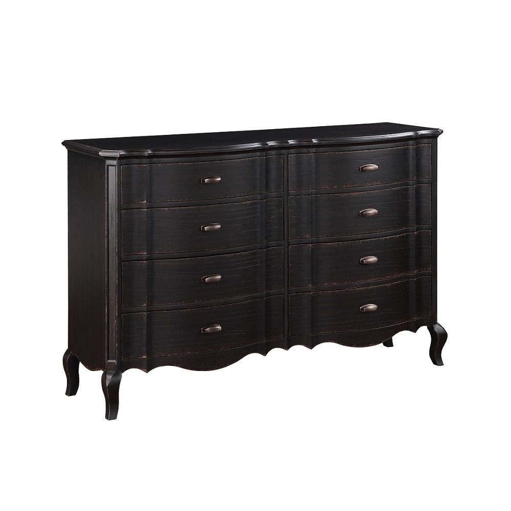 8 Drw Assembled Drawer: GLIDE Side Metal (Full Ext., 45mm), DOVETAIL French Front & English Back, Felt Lined Top Drawer, Manual Close Wooden Cabriole Leg
