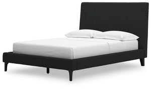 Cadmori - Black - Full Upholstered Bed With Roll Slats