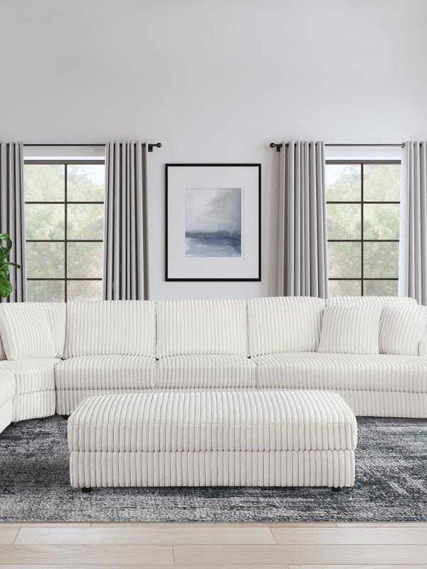  designed to complement your sectional sofa set. Upholstered in luxurious ivory wide corduroy