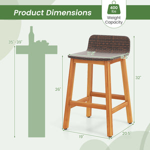 High-quality acacia wood construction for durability<br>Splinter-free surfaces for a smooth and safe touch<br>Ergonomic design with a supportive backrest and curved armrests<br>PE rattan seat is fade-resident for long-time use<br>Added footrests for a coz