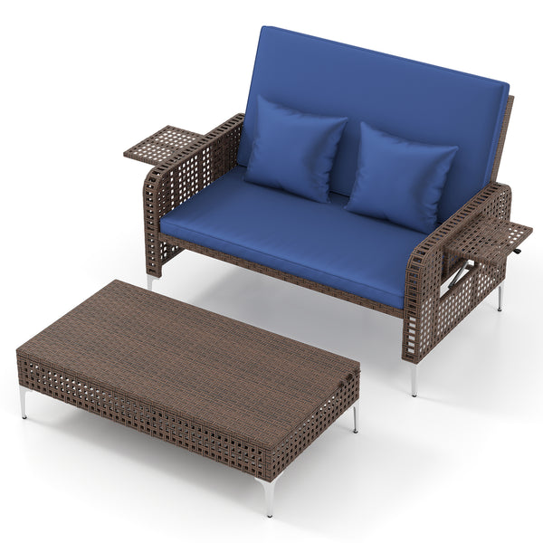 4-level adjustable backrest satisfies multiple relaxing demands<br>Heavy-duty metal frame with adjustable foot pads for strong support<br>Both the loveseat and ottoman can withstand 800 lbs heavy weight<br>Soft cushions and pillows for ultimate coziness<b