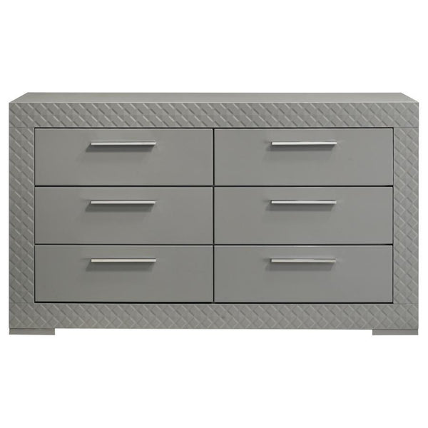  while the 3-dimensional diamond tile emboss adds a touch of sophistication. Six spacious drawers o