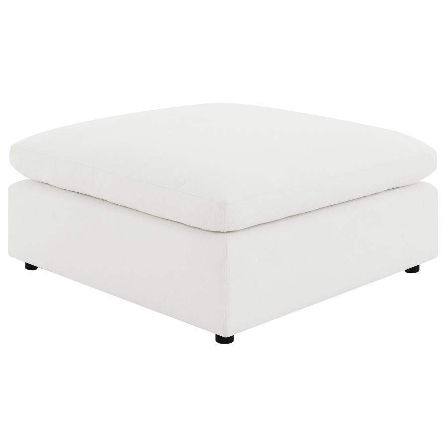 Introduce impeccable comfort with a modern ottoman that coordinates with your modular sectional sofa. This accent piece features neutral water-resistant boucle upholstery for an on-trend look and feel that works in a variety of homes and living spaces. Th