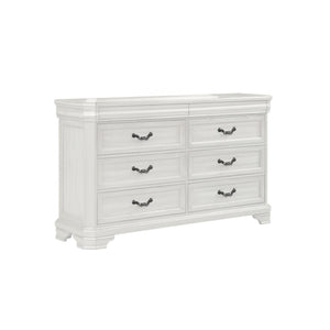 Introducing the Lyndhurst Dresser in Vintage Whiteâ€”a blend of timeless elegance and practical functionality. Crafted from solid Acacia, Acacia veneers, and manufactured wood, this dresser ensures enduring strength and durability. Its heirloom white fini