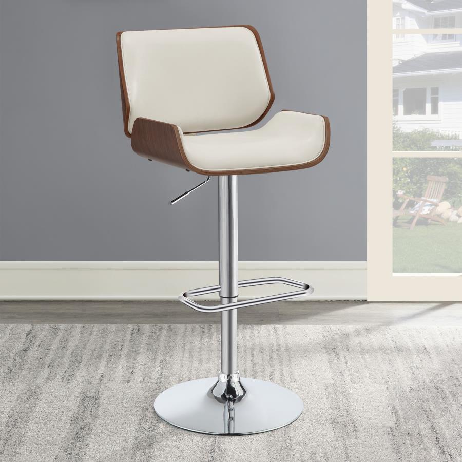 This fabulous recreational bar stool adds a comfy, creative touch to any entertainment area. It also works well in a home office or professional setting. A sleek, curved seat elegantly blends with a stylish, square back with rounded edges. Its high-shine 