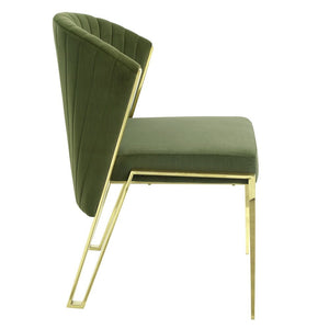 Fallon - Side Chair (Set of 2) - Green Velvet & Mirrored Gold