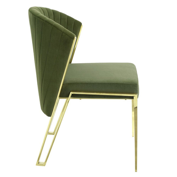 Fallon - Side Chair (Set of 2) - Green Velvet & Mirrored Gold