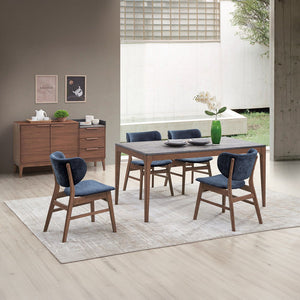 Bevis - Side Chair (Set of 2) - Blue & Walnut