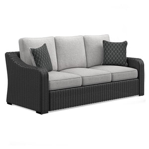 Sporting an easy-on-the-eyes elegance, this sofa elevates the art of alfresco living. Beautiful and durable enough for indoor and outdoor use, this high-style/low-maintenance sofa entices with plush, removable cushions wrapped in NuvellaÂ® fabric thatâ€™s