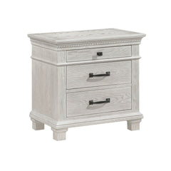The Silver Sands Nightstand is a marvel of durable, quality construction, crafted from solid pine, manufactured woods, and Oak wood veneers, ensuring strength and stability. This versatile piece embodies transitional style, blending clean, simple lines wi