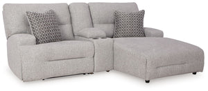 Enjoy the endless adaptability of this power reclining sectional with chaise. Whether youâ€™re hosting guests, setting up for movie night or just need a refresh, the modular design allows you to rearrange the pieces as you please. One-touch controls effor