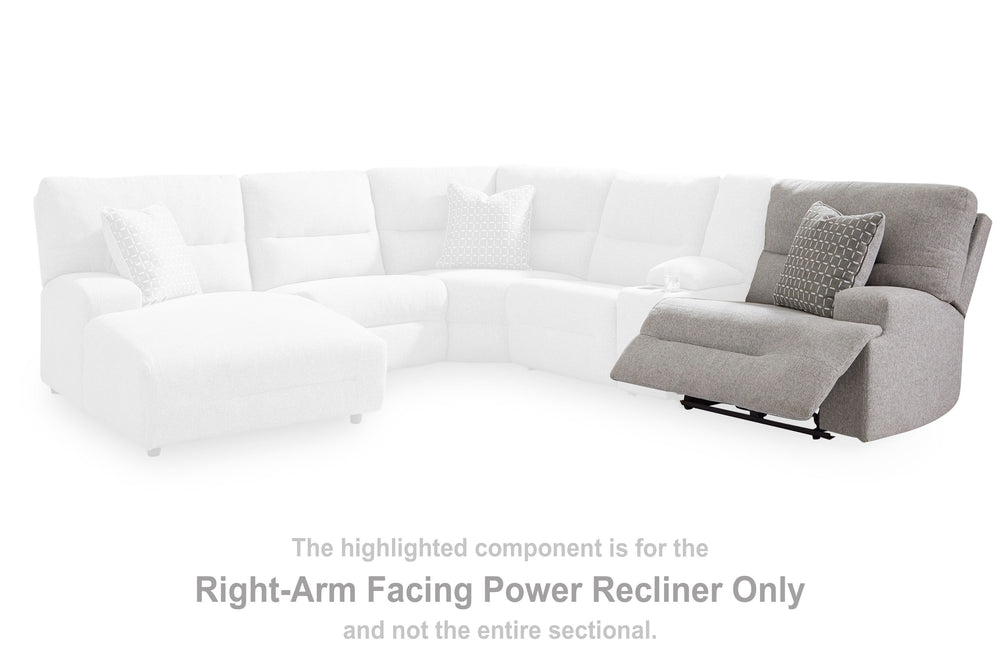 This right-arm facing power recliner is made with Next-Gen Nuvellaâ„¢ (polyester) upholstery. Pairs with other items in the series to make a sectional.<br><br><b>Additional Dimensions</b><br><ul><li>Arm height: 25-"</li><li>Seat depth: 24-"</li><li>Seat h