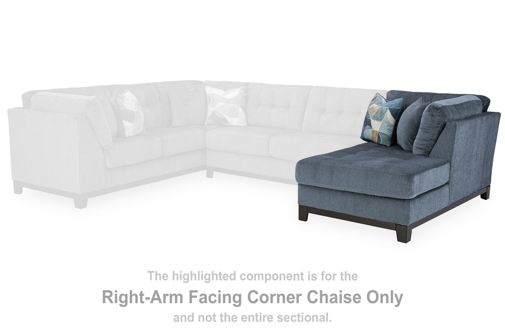 This right-arm facing corner chaise is made with polyester upholstery. Pairs with other items in the series to make a sectional.<br><br><b>Additional Dimensions</b><br><ul><li>Arm height: 37-"</li><li>Seat depth: 52-"</li><li>Seat height: 21-"</li><li>Top