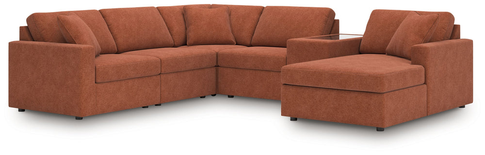 Looking cool and contemporary is great. But when it comes down to it, youâ€™re all about low-maintenance lounging. With the performance fabric on this sectional with console, cleaning spills is a breeze. Its customizable modular design caters to your ever