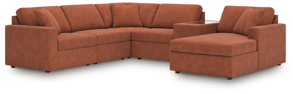 Looking cool and contemporary is great. But when it comes down to it, youâ€™re all about low-maintenance lounging. With the performance fabric on this sectional with console, cleaning spills is a breeze. Its customizable modular design caters to your ever