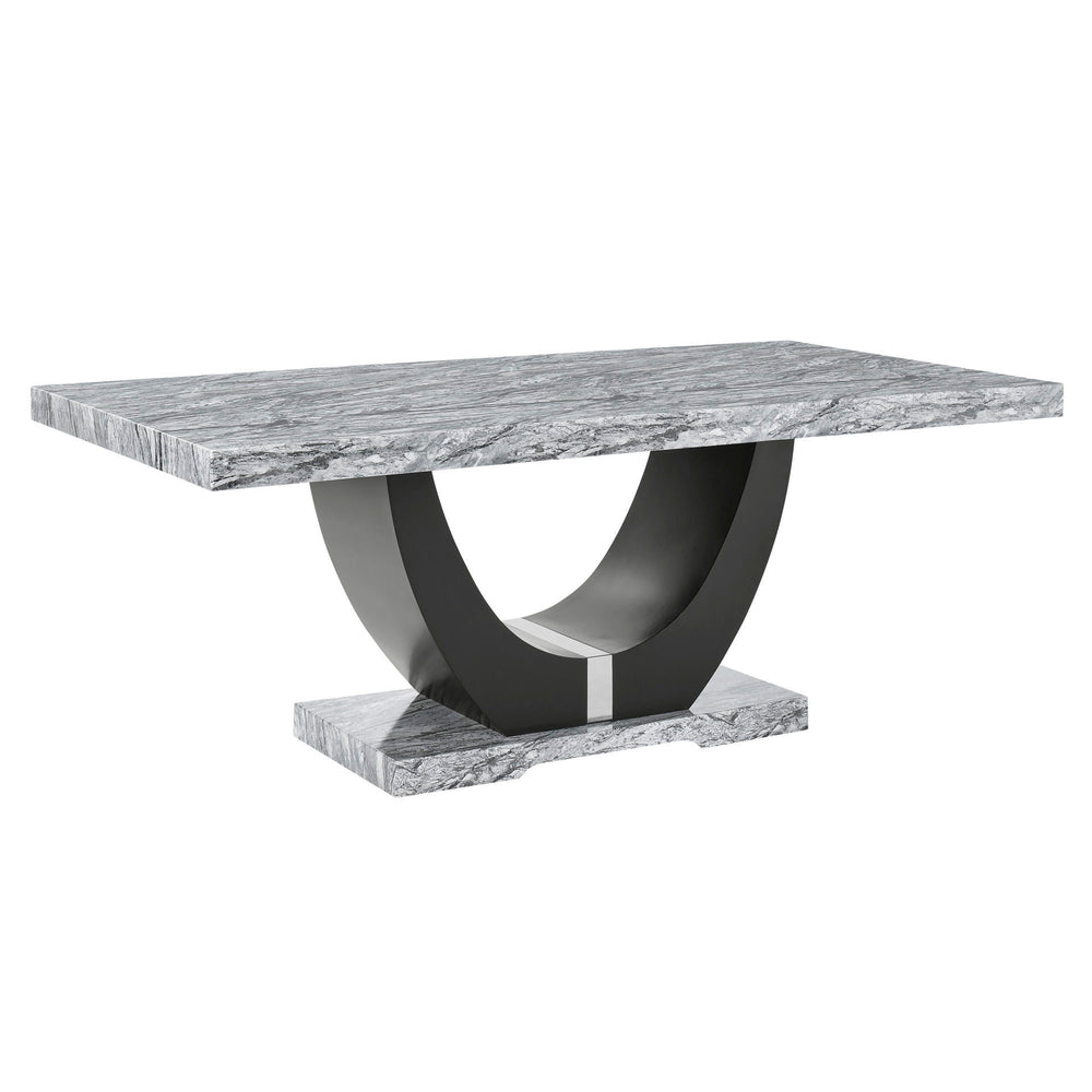 Lyra - Dining Table Top And Base Bottom - Gray Faux Marble