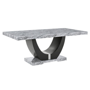 Lyra - Dining Table Top And Base Bottom - Gray Faux Marble