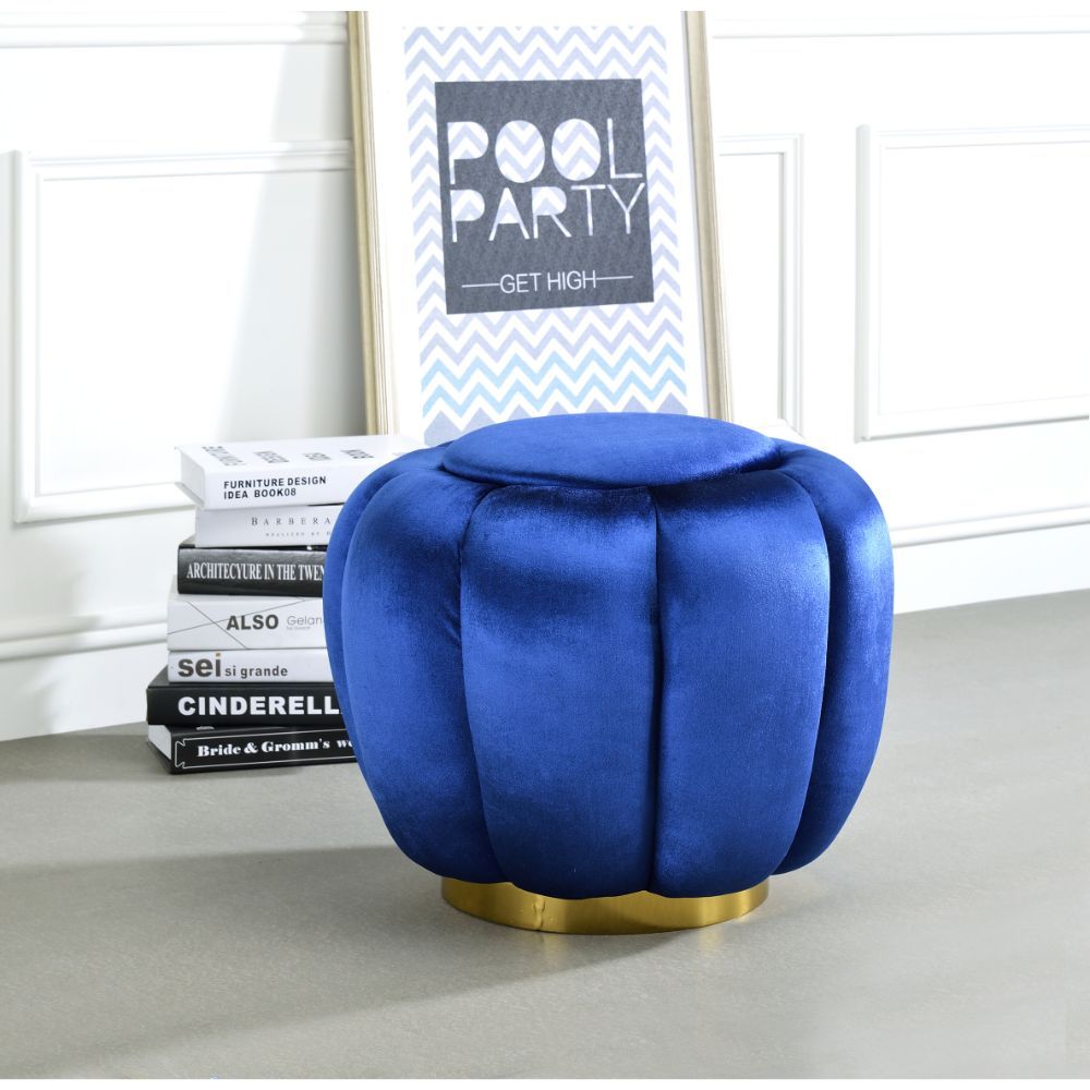 Whether youâ€™re picking up your feet to relax or using it as an extra table during a party, this Heiress ottoman will be a great addition to any arrangement. Founded a top metal round base in a gold finish, the design of this piece will go well with any 