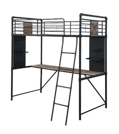 This Cordelia loft bed with a built-in desk is the perfect solution for those that are low in space. Suited for any growing child-'s bedroom. Below the bed, there is a long multi-use desk for homework, crafts, school projects, and computer time. Let their