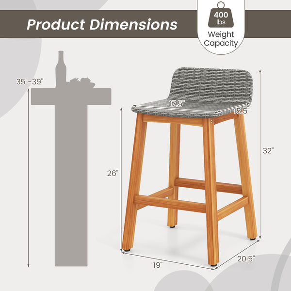 High-quality acacia wood construction for durability<br>Splinter-free surfaces for a smooth and safe touch<br>Ergonomic design with a supportive backrest and curved armrests<br>PE rattan seat is fade-resident for long-time use<br>Added footrests for a coz