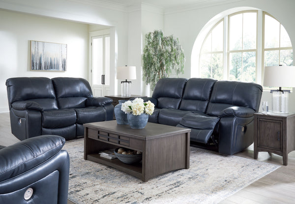 Focus on function. This seating package balances contemporary character and irresistible comfort. Its affordable, expertly matched leather and faux leather upholstery keeps your style up to speed without breaking the bank. Reclining with the touch of a bu