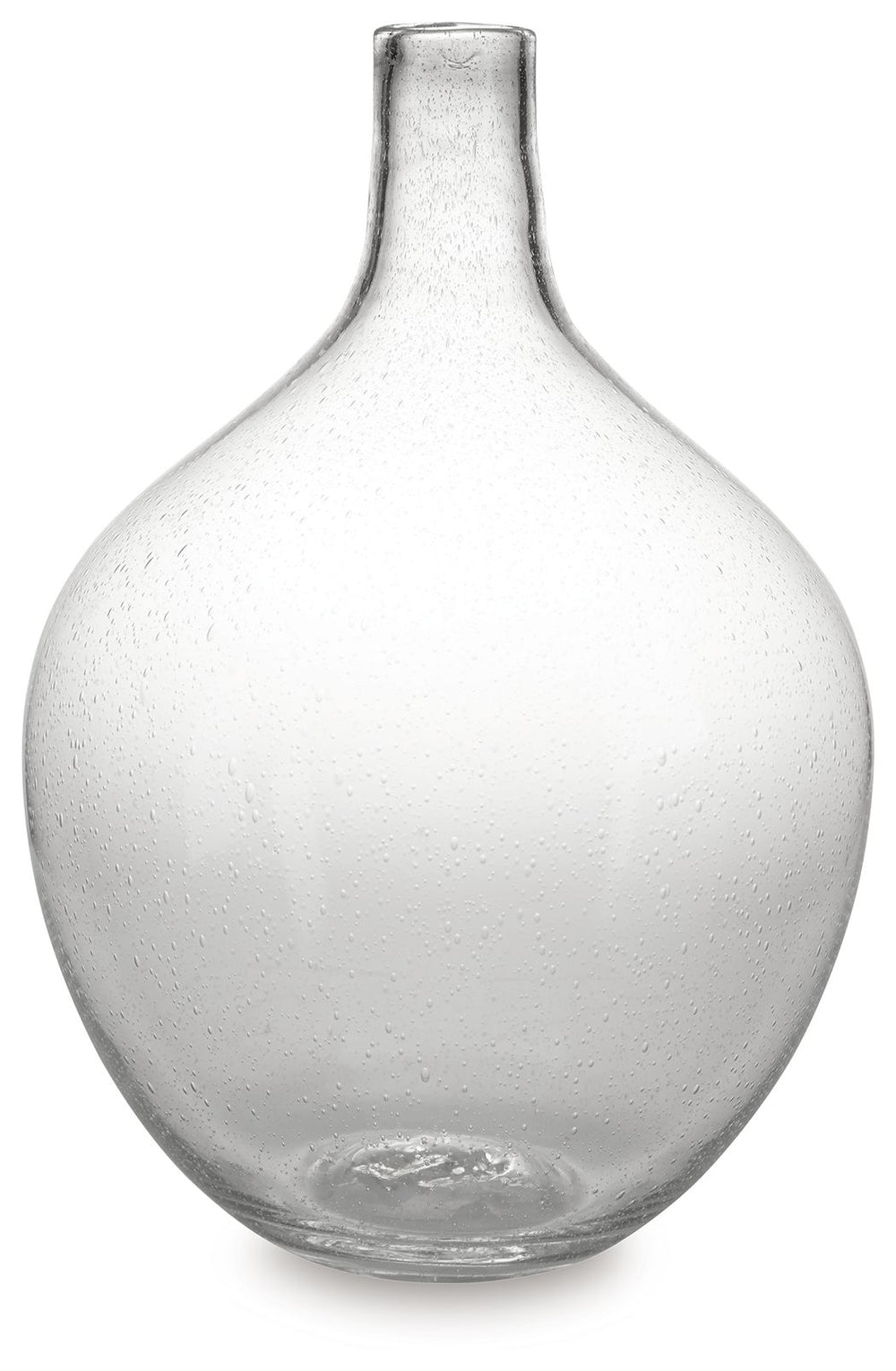 Infuse your shelf, mantel or tabletop with casual charm. Crafted from clear seeded glass, this vase effortlessly captures the essence of weathered beauty. Whether it-'s indoors or outdoors, this vessel is enchantingly simple unadorned or filled with your 