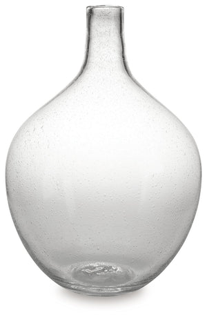 Infuse your shelf, mantel or tabletop with casual charm. Crafted from clear seeded glass, this vase effortlessly captures the essence of weathered beauty. Whether it-'s indoors or outdoors, this vessel is enchantingly simple unadorned or filled with your 