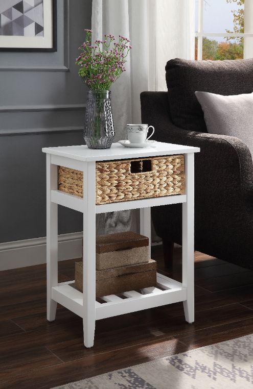 Chinu - Accent Table - White & Natural Finish