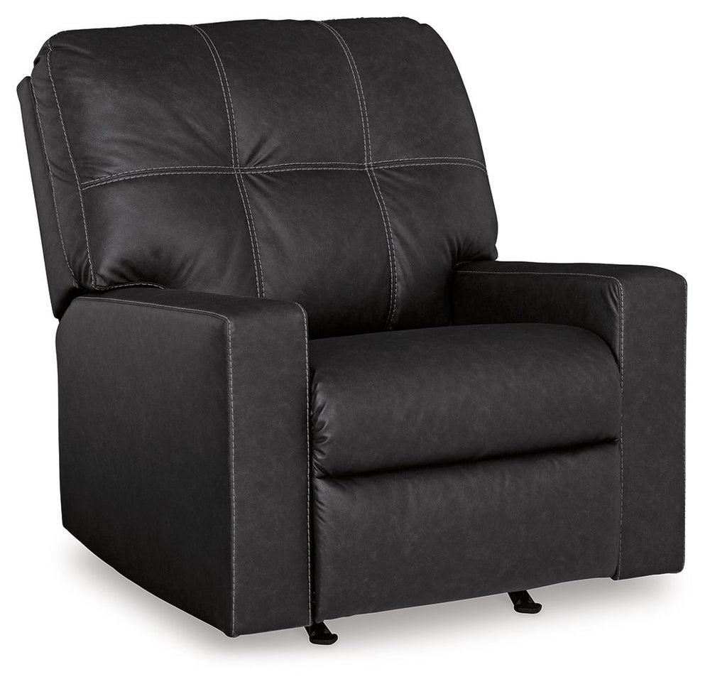 Everyday comfort meets versatile style in this recliner. The handsome hue of the goes-with-anything faux leather takes away the stress of styling, expertly pairing with your existing aesthetic. And its simple pull tab motion gets you reclining in no time.