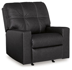 Everyday comfort meets versatile style in this recliner. The handsome hue of the goes-with-anything faux leather takes away the stress of styling, expertly pairing with your existing aesthetic. And its simple pull tab motion gets you reclining in no time.