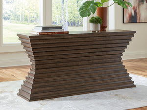  please. The distinctive silhouette of this sofa table is sure to captivate lovers of contemporary design. Featuring head-turning architectural geometry and a rich