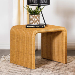  crafted from natural woven rattan over a durable metal frame. Its organic texture and natural finish bring warmth and character to your seating area. Featuring elegant w