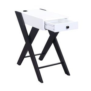  this piece features a wooden top with a USB power dock and X-shape side legs. While a pullout drawer offers plenty of storage for small accessori