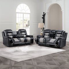 Upgrade your living space with the Nikko 2 Piece Power Motion Upholstery Set, featuring a dual reclining sofa and console loveseat with power footrests and hidden cup holders. This stylish set includes a sofa and console loveseat, both constructed with ha