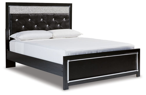 Rest easy. The luxurious look youâ€™ve been dreaming of is yours for the taking, at a price sure to put you at ease. This queen upholstered panel platform bed brings a sense of old Hollywood with a contemporary flair. A deep, dark finish, faceted chrome-t