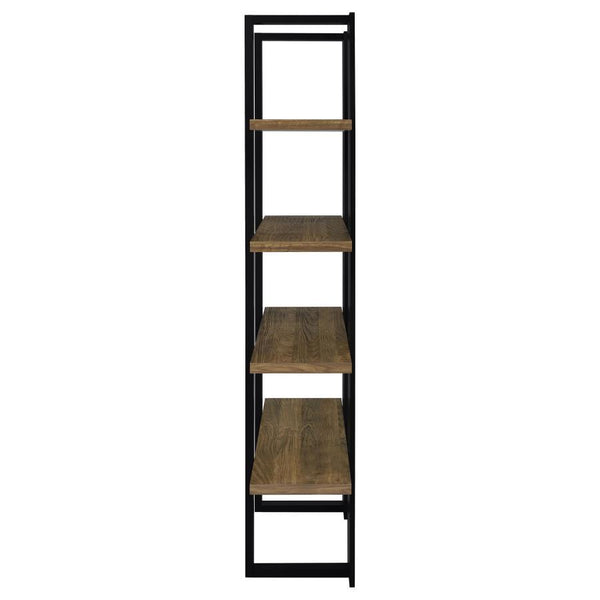 Danbrook - 4-Shelf Bookshelf - Black And Aged Walnut
