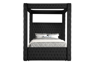  perfect for creating a dramatic bedroom setting. It boasts a bold black finish that encapsulates modern opulence