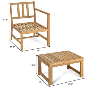 Are you in search of an outdoor furniture set to enjoy leisure time with your family and friends? This functional loveseat is the answer for you then. Â  Made of premium acacia wood  this set is sturdy and durable. Itâ€™s shipped with a thick seat and bac