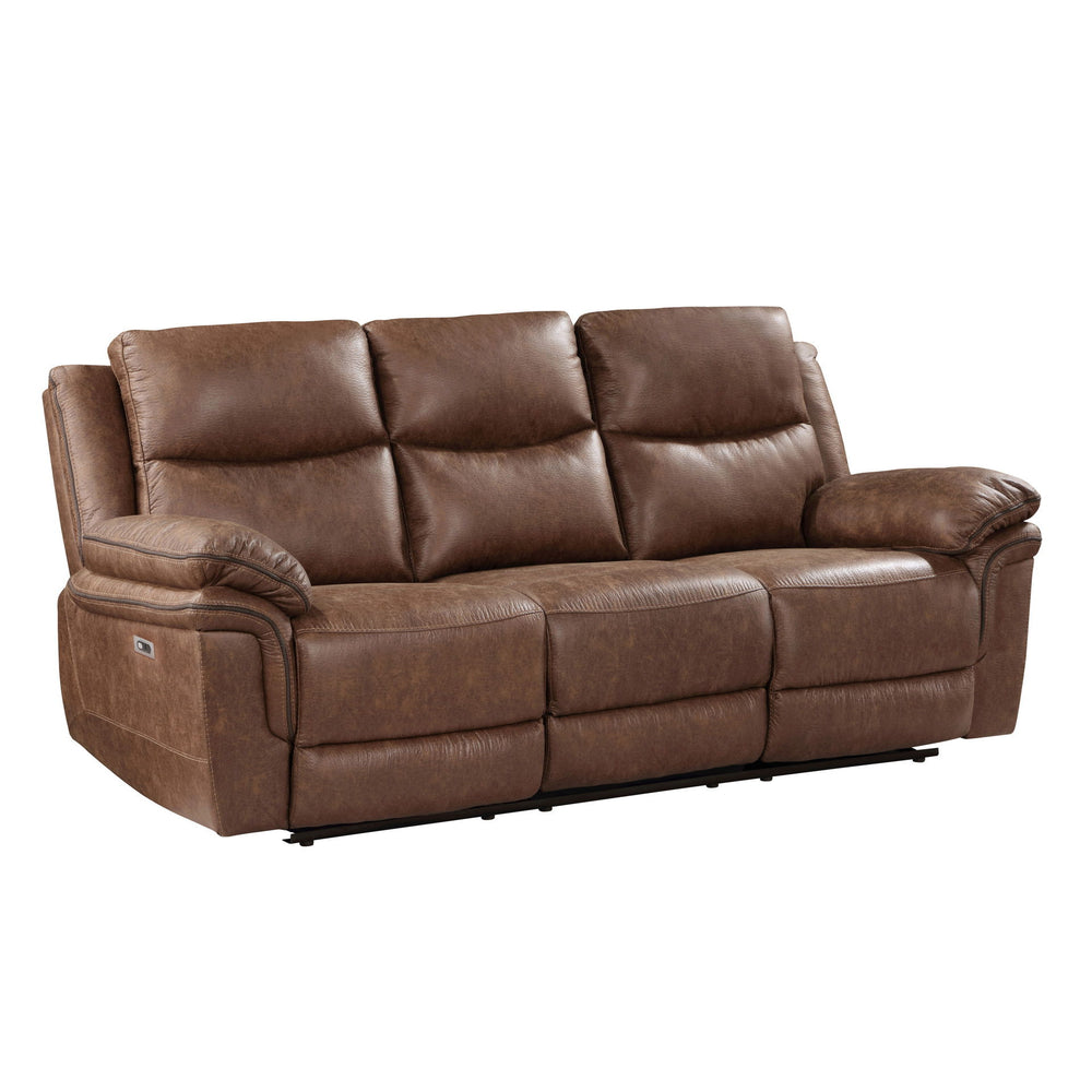 The Ryland Power Dual Recliner Sofa in Brown is designed for those who value both style and comfort. Built with premium hardwood and plywood frames, this sofa provides durable, long-lasting support. The plush, resilient foam cushions, enhanced by advanced