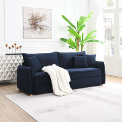 Designed in blue Velvet is a perfect blend of style and functionality. Irina collection features a full foam construction with a tight seat and loose back cushion for ultimate comfort. The wooden inner frame ensures durability, while the pull-out sleeper 