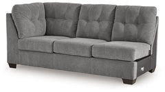 This left-arm facing sofa is made with polyester upholstery. Pairs with other items in the series to make a sectional.<br><br><b>Additional Dimensions</b><br><ul><li>Arm height: 38-"</li><li>Seat depth: 23-"</li><li>Seat height: 20-"</li><li>Top of cushio