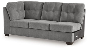 This left-arm facing sofa is made with polyester upholstery. Pairs with other items in the series to make a sectional.<br><br><b>Additional Dimensions</b><br><ul><li>Arm height: 38-"</li><li>Seat depth: 23-"</li><li>Seat height: 20-"</li><li>Top of cushio