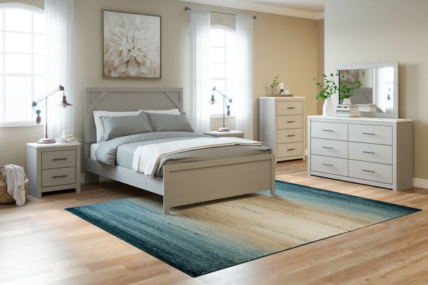 Cottenburg - Light Gray / White - 6 Pc. - Dresser, Mirror, Queen Panel Bed, 2 Nightstands