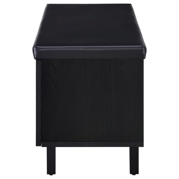 Brixton - 2-Door Padded Entryway Shoe Storage Bench - Black