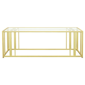 Adri - Rectangular Glass Top Coffee Table - Matte Brass