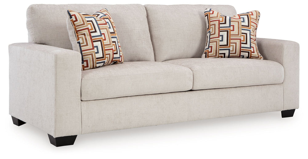 Looking to make a simply chic statement with color? Liven up your living room with this queen sofa sleeper. Its trend-right light neutral upholstery is a perfect blank canvas for adding pops of color. Bold and eclectic accent pillows complete the look. An