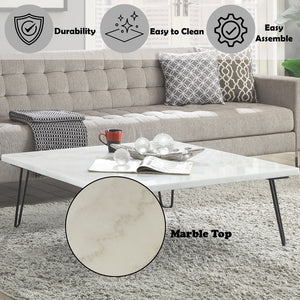 Telestis - Coffee Table - White Marble & Black