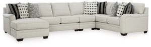 Innovatively recalling classic English countryside motifs for the current age, this sectional with chaise transforms your space with a charming approach to comfort. Its dove gray upholstery acts as a clean foundation for your modern farmhouse aesthetic. D