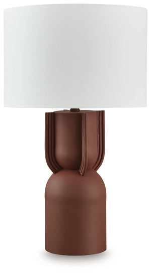 Modern and monochromatic, this table lamp illuminates your home in luxe style. It reflects your contemporary eye for design with a brick red finish and artisanal silhouette. What a refined addition to your living room or office.<br><br><b>Additional Dimen