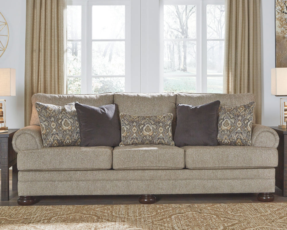This sumptuously styled sofa proves that a richly traditional look doesnâ€™t have to break the bank. Flared effect gives the classic roll arms a relaxed feel, while the choice of a plush chenille upholstery in oatmeal is earthy elegance at its best. Disti